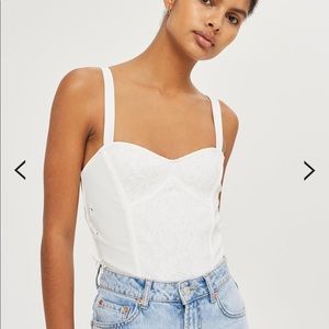 Topshop Lace Corset white bodysuit.